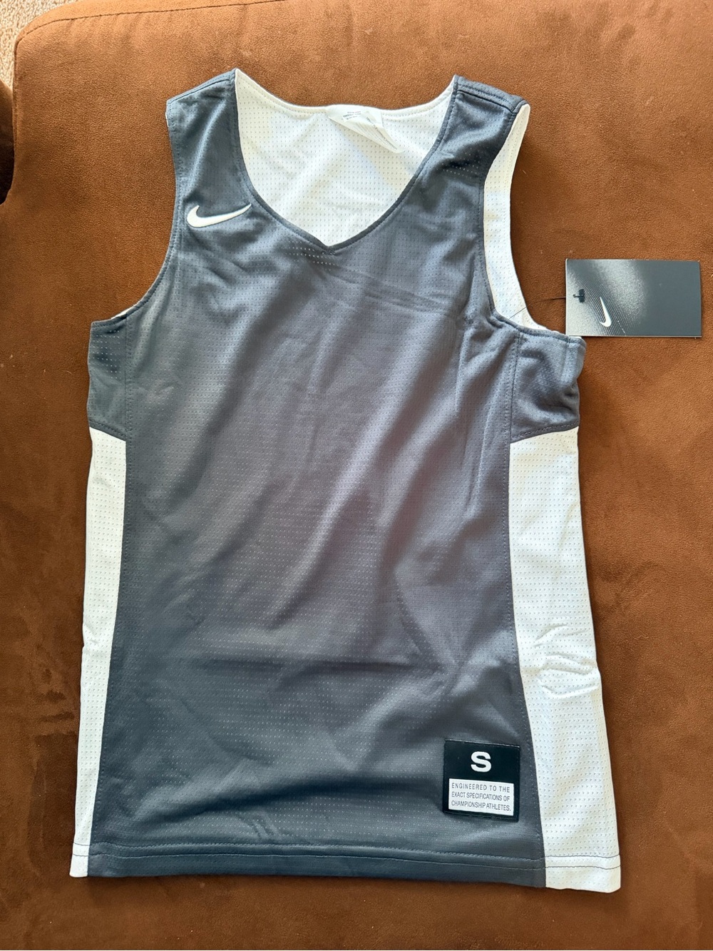 Nike Grey and White Boys Tank Top